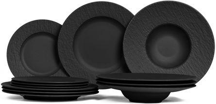 Villeroy &amp; Boch Dinnerware Set Manufacture Rock - Black - 12-piece
