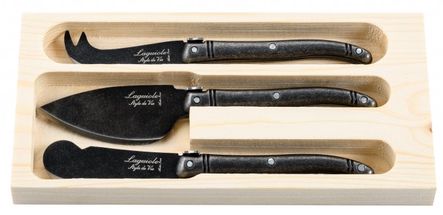 Laguiole Style de Vie Cheese Knife Set Black Stonewash