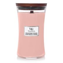 WoodWick Scented Candle Large Pressed Blooms &amp; Patchouli - 18 cm / ø 10 cm