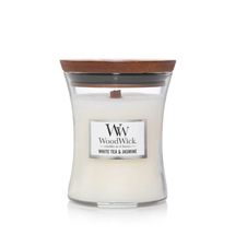 WoodWick Scented Candle Medium White Tea &amp; Jasmine - 11 cm / ø 10 cm