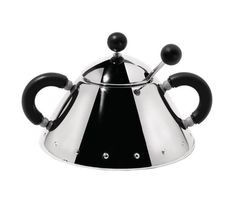 Alessi Sugar Bowl with Spoon - 9097 B - Black - 200 ml - by Micheal Graves