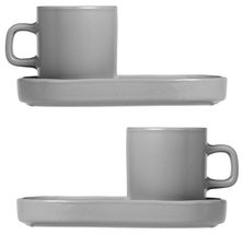 Blomus Cups with Saucer Pilare Mirage Grey 100 ml - 2 Pieces