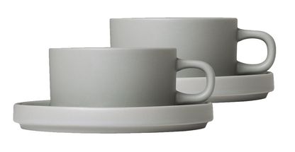 Blomus Tea Cups &amp; Saucers Pilare Mirage Grey 170 ml - 2 Sets