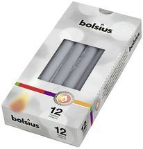Bolsius Taper Candles Silver Grey - Pack of 12