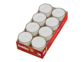 Bolsius Maxi Tea Lights Clear Cup White - Pack of 16