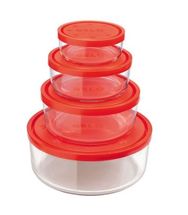 Bormioli 4-Piece Food Storage Containers Set Frigoverre Red