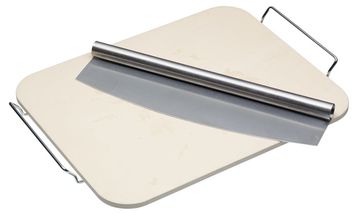 KitchenCraft Pizza Stone with Rectangular Pizza Cutter - 38 x 30 cm