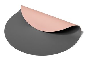 Jay Hill Placemat - Vegan leather - Gray / Pink - double-sided - ø 38 cm