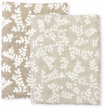 A Little Lovely Company Hydrophilic Cloth - Leaves - Taupe - 2 Pieces