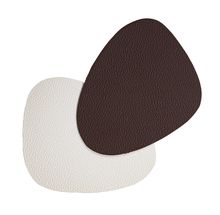 Jay Hill Leather Coasters Brown White Organic 12.5 x 11 cm -  Set of 6