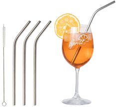 Sareva Reusable straws - with brush - Stainless steel - Bent - 4 Pieces