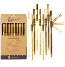 Turtleneck Reusable Straws - incl. brush - Gold - Set of 8
