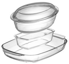 Sareva Food Storage Container Glass Set of 3 / 3.8 L, 1.5 L, 4 L