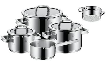 WMF cookware Ø 12 cm approx 1l Mini stackable pouring rim metal lid Cromargan stainless steel brushed suitable for all stove tops including induction dishwasher-safe 