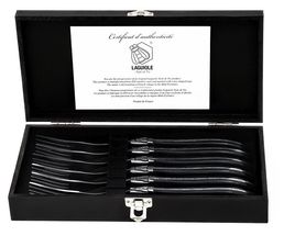 Laguiole Style de Vie Steak Forks Luxury Line Black Ebony 6 Pieces