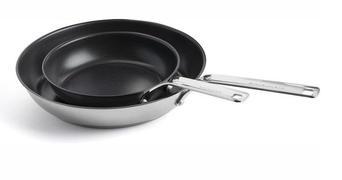 KitchenAid Frying Pan Set Multi-Ply Stainless Steel - ø 20 + 28 cm -  ceramic non-stick coating