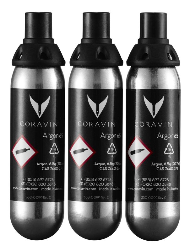 Coravin to Be Used with All Coravin Devices 3 Pack Argon Gas Stainless Steel Capsules 
